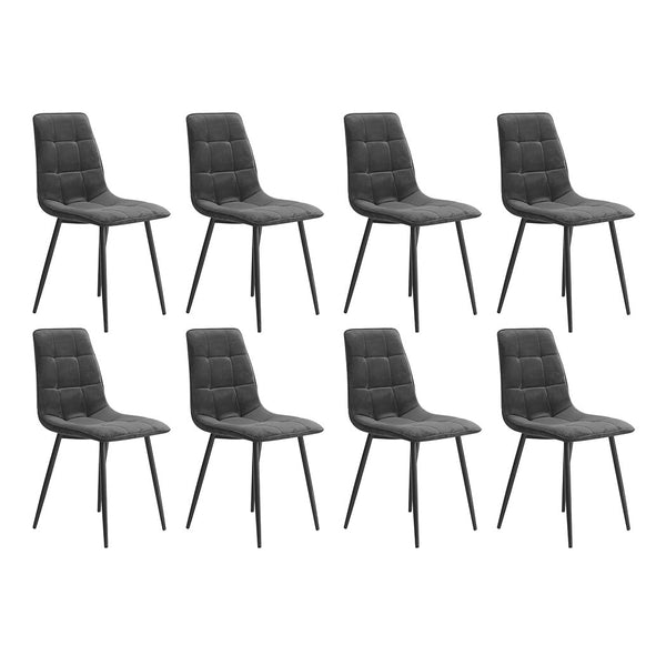 Levede 8X Kitchen Velvet Grey Dining Chairs