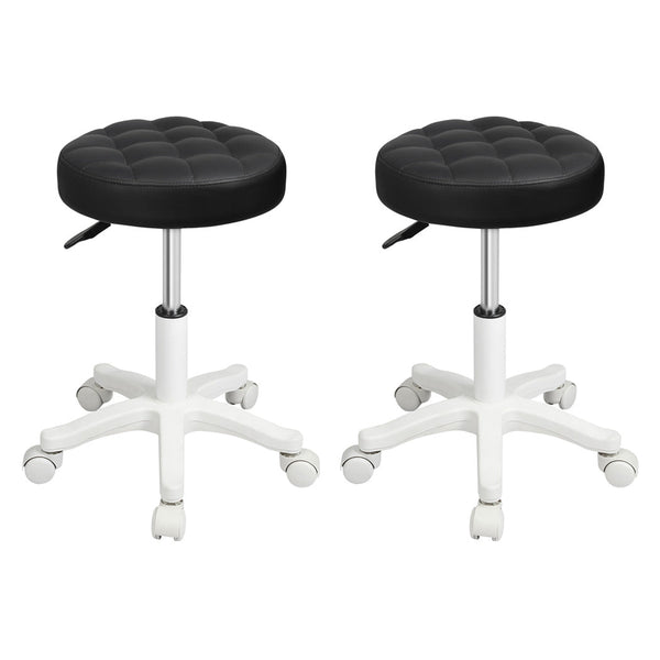 Levede 2X Rolling Bar Stool Swivel Salon Spa Chair Black Benches Bar Stools