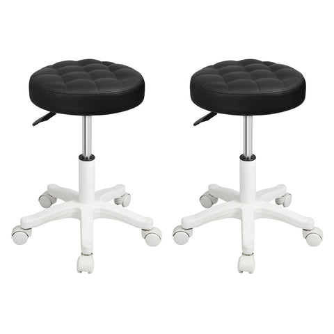 Levede 2X Rolling Bar Stool Swivel Salon Spa Chair Black Benches Bar Stools