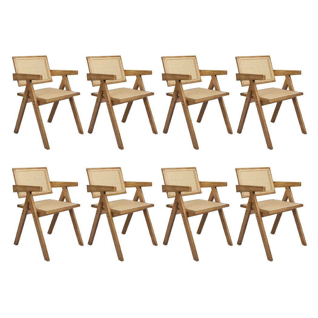 Levede 8X Dining Chair Solid Wood Rattan Dining Chairs