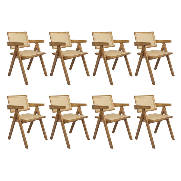 Levede 8X Dining Chair Solid Wood Rattan Dining Chairs