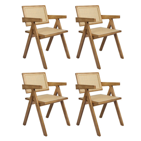 Levede 4X Dining Chair Solid Wood Rattan Dining Chairs