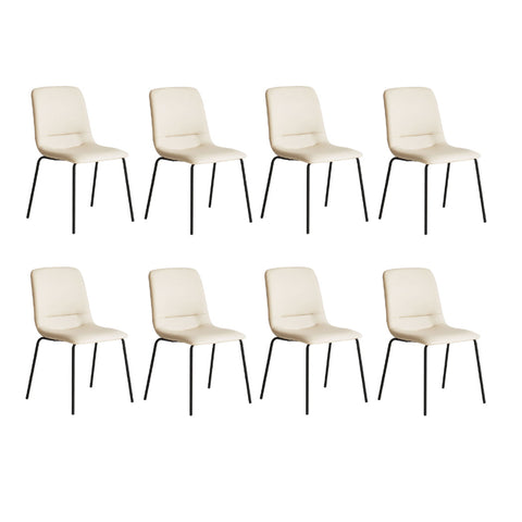 Levede Stackable Kitchen Beige Set Of 8 Dining Chairs