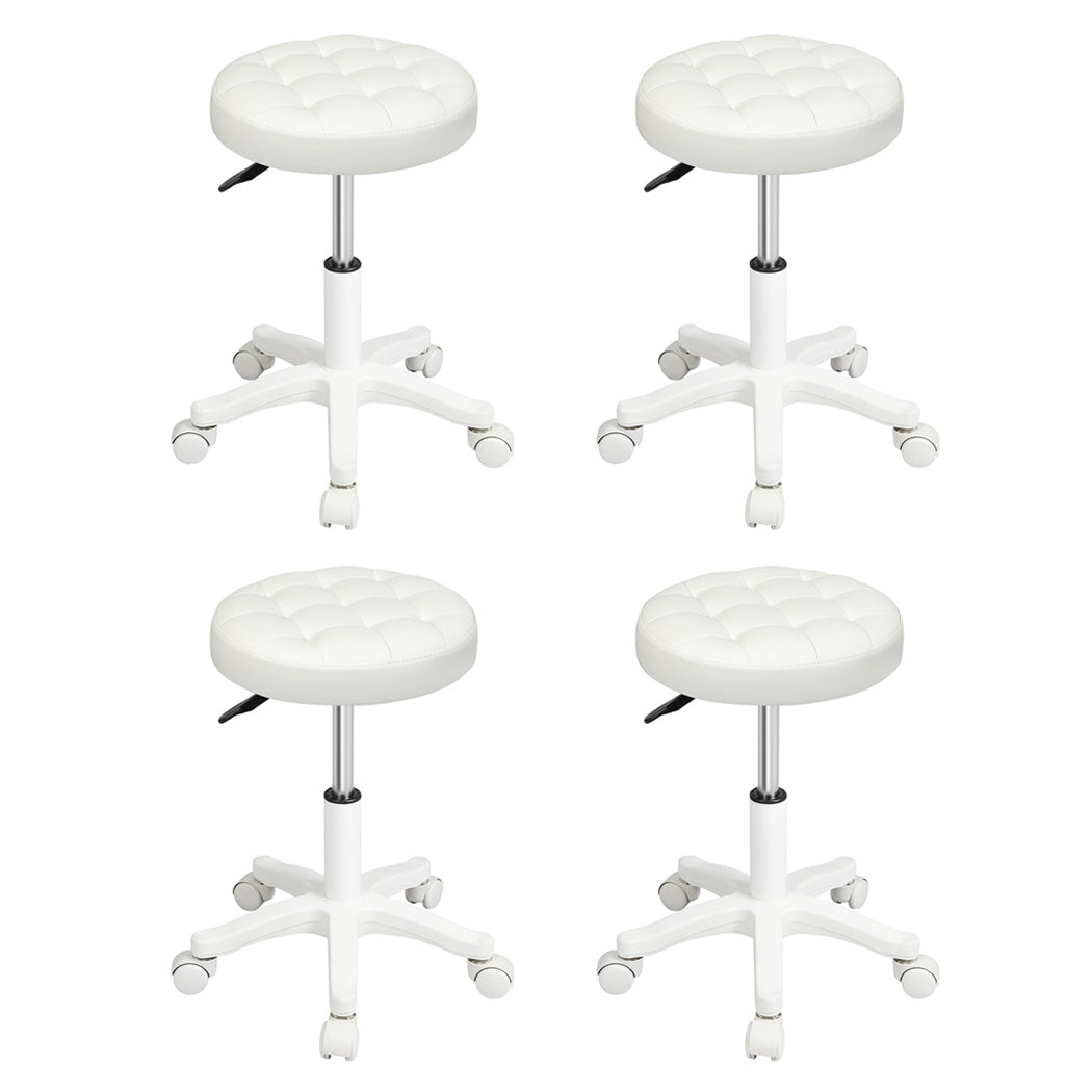 Levede 4X Rolling Bar Stool Swivel Salon Spa Chair Beige Benches Bar Stools