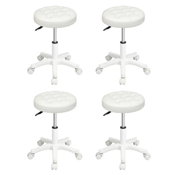 Levede 4X Rolling Bar Stool Swivel Salon Spa Chair Beige Benches Bar Stools