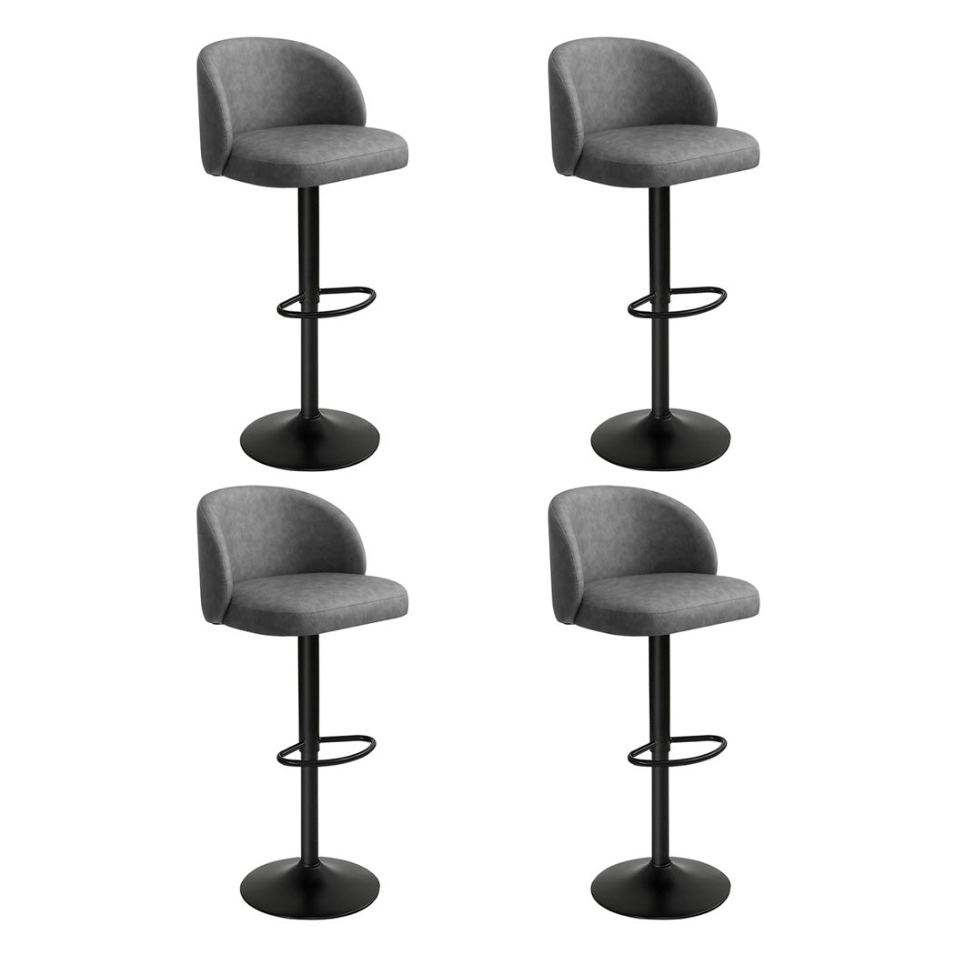 Levede 4X Bar Stool Swivel Gas Lift Pu Leather Grey Benches Bar Stools
