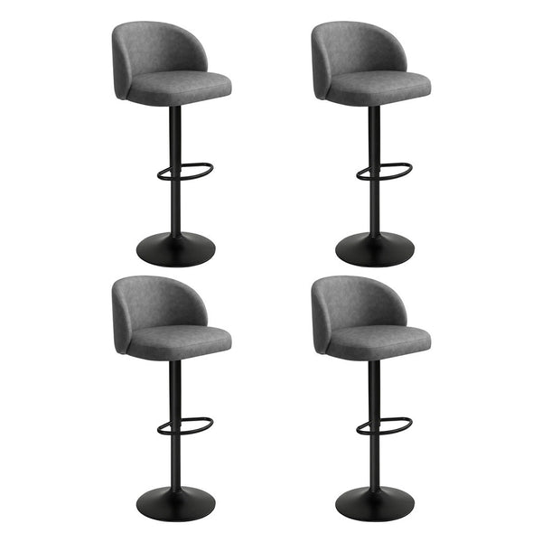 Levede 4X Bar Stool Swivel Gas Lift Pu Leather Grey Benches Bar Stools