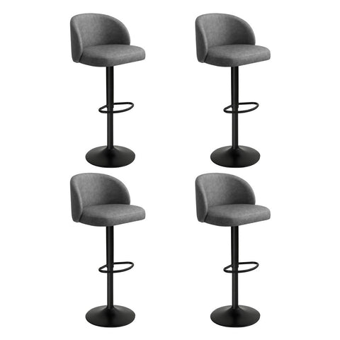 Levede 4X Bar Stool Swivel Gas Lift Pu Leather Grey Benches Bar Stools