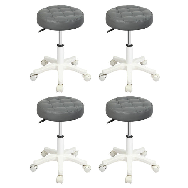 Levede 4X Rolling Bar Stool Swivel Salon Spa Chair Grey Benches Bar Stools