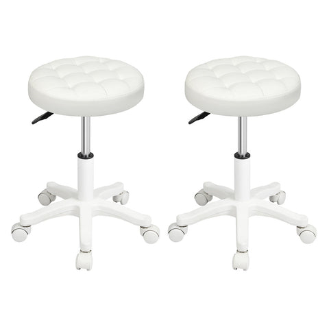 Levede 2X Rolling Bar Stool Swivel Salon Spa Chair Beige Benches Bar Stools