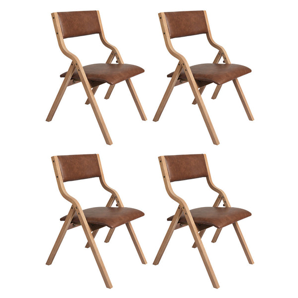 Levede 4X Foldable Pu Tan Dining Chairs