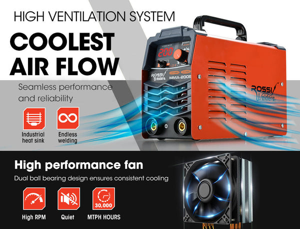 Rossi Stick Welder 200 Amp Inverter Welding Machine Mma Portable Arc Dc 200A Gas Inverter Welders