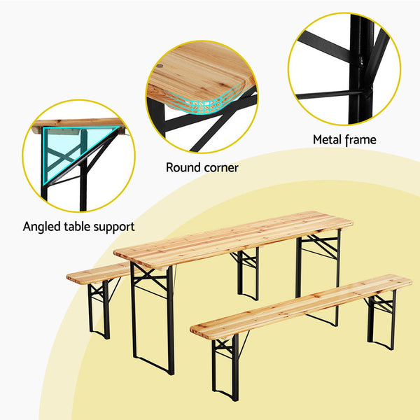 Patio Furniture Sets Gardeon 3 Pcs Outdoor Furniture Dining Set Lounge Setting Patio Wooden Bench