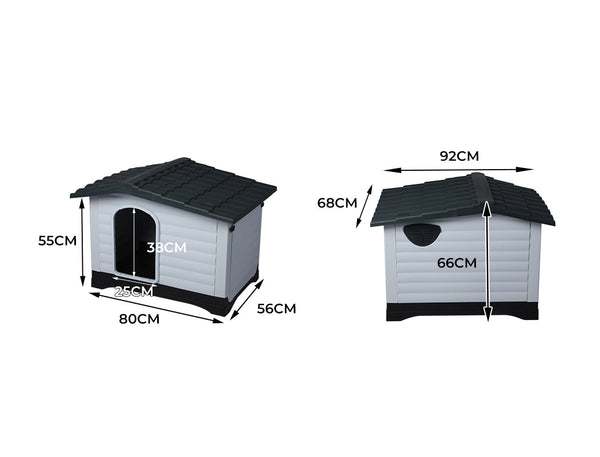 Pawz Dog Kennel Outdoor Indoor Plastic L Grey Dog Kennels
