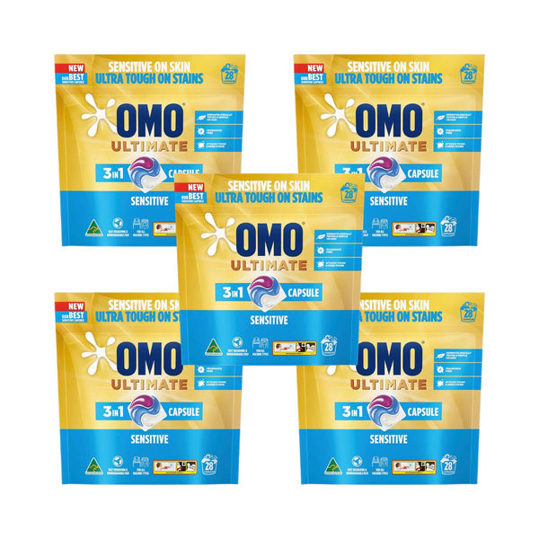 Omo Ultimate 3In1 Sensitive Laundry Capsules Dishwasher Tablets