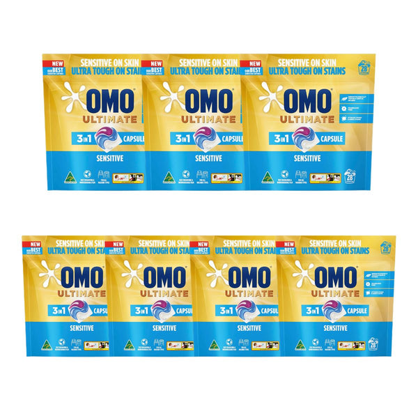 Omo Ultimate 3In1 Sensitive Laundry Capsules Dishwasher Tablets