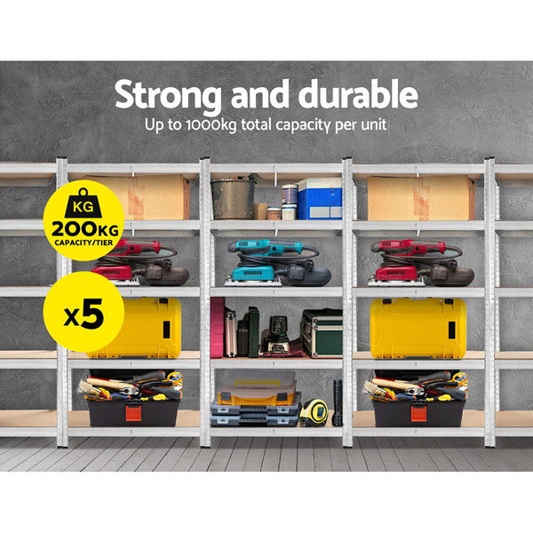Giantz 5X1.8M Garage Shelving Warehouse Rack Pallet Racking Storage Shelf Silver Tool Shelving & Racking Systems