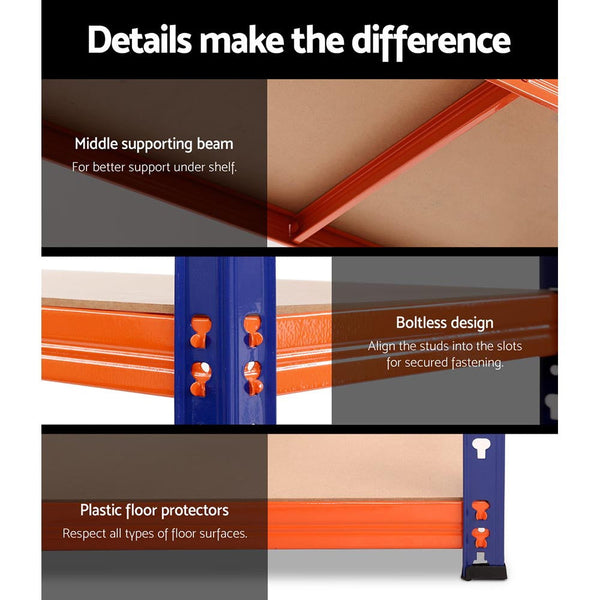 Giantz 1.8M Garage Shelving Warehouse Rack Pallet Racking Storage Shelve Blue Tool Shelving & Racking Systems