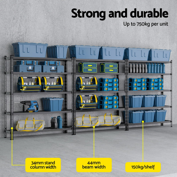 3 X 1.8M Giantz Garage Shelving Warehouse Rack Tool Shelving & Racking Systems