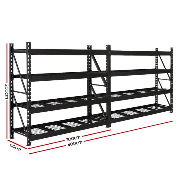 Giantz 4Mx2m Garage Shelving Warehouse Rack Pallet Racking Storage Shelve Black Tool Shelving & Racking Systems