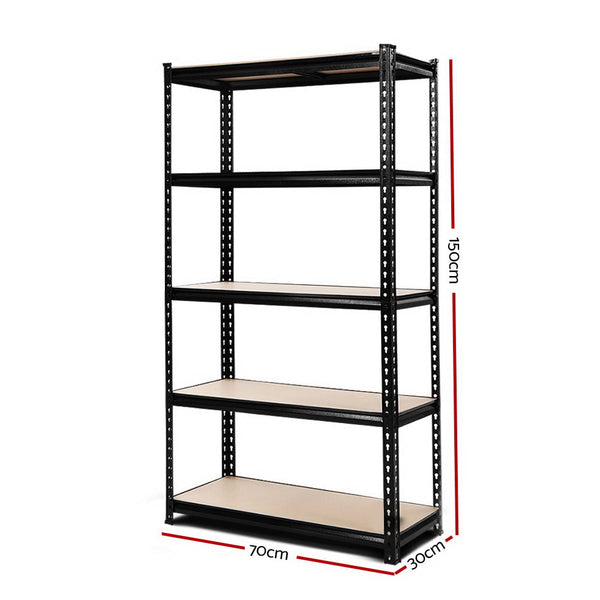 Giantz 1.5M Garage Shelving Warehouse Rack Pallet Racking Storage Shelve Black Tool Shelving & Racking Systems