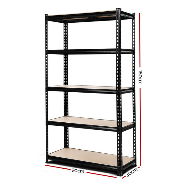 Giantz 1.8M Garage Shelving Warehouse Rack Pallet Racking Storage Shelve Black Tool Shelving & Racking Systems