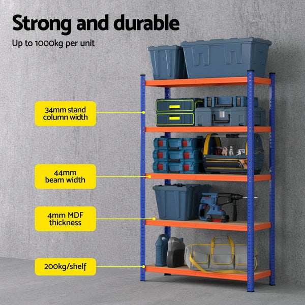 2 X 1.8M Giantz Garage Shelving Warehouse Rack Tool Shelving & Racking Systems