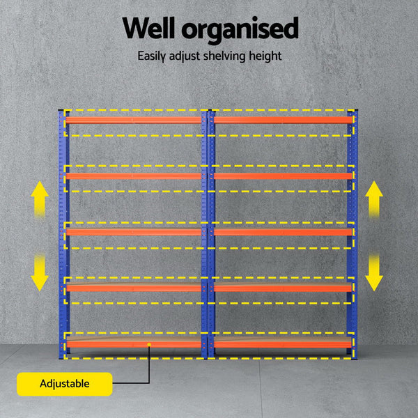 2 X 1.8M Giantz Garage Shelving Warehouse Rack Tool Shelving & Racking Systems