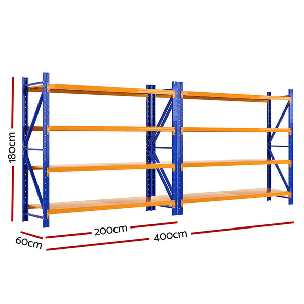 Giantz 4Mx1.8M Warehouse Shelving Garage Rack Tool Shelving & Racking Systems