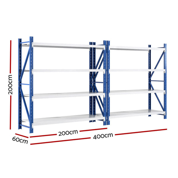 Giantz 4Mx2m Garage Shelving Warehouse Rack Blue Tool Shelving & Racking Systems