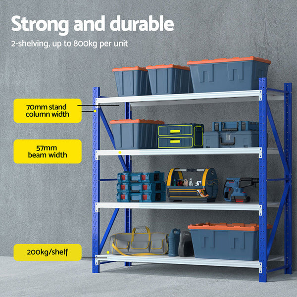 Giantz 4Mx2m Garage Shelving Warehouse Rack Blue Tool Shelving & Racking Systems