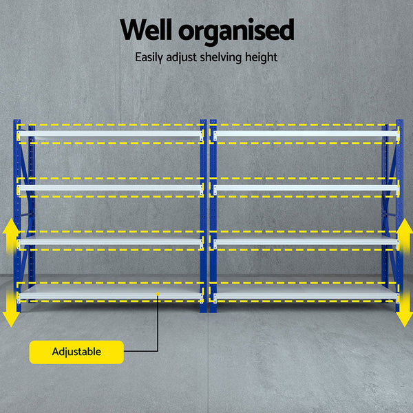 Giantz 4Mx2m Garage Shelving Warehouse Rack Blue Tool Shelving & Racking Systems