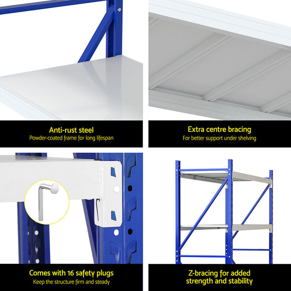 Giantz 4Mx2m Garage Shelving Warehouse Rack Blue Tool Shelving & Racking Systems