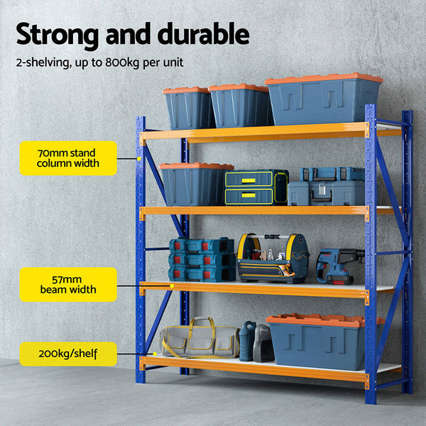 Giantz 4Mx2m Garage Shelving Warehouse Rack Orange Tool Shelving & Racking Systems