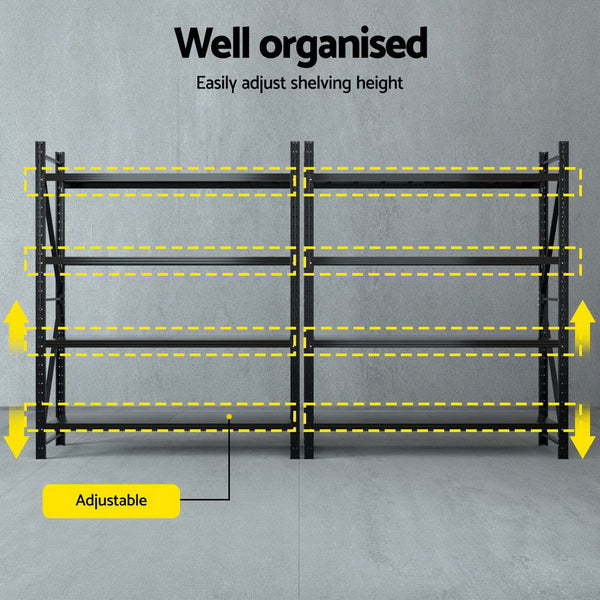 Giantz 4Mx2.4M Garage Shelving Warehouse Rack Black Tool Shelving & Racking Systems