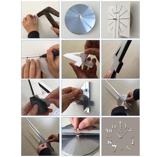 Wall Clock Silver Design 47 Inch Diy Mirror Acrylic Sticker Fashion Quartz Wall Clocks
