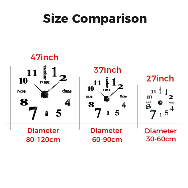 Wall Clock Silver Design 47 Inch Diy Mirror Acrylic Sticker Fashion Quartz Wall Clocks