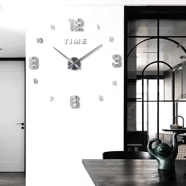 Wall Clock Silver Design A 27 Inch 3D Diy Mirror Acrylic Sticker Wall Clocks