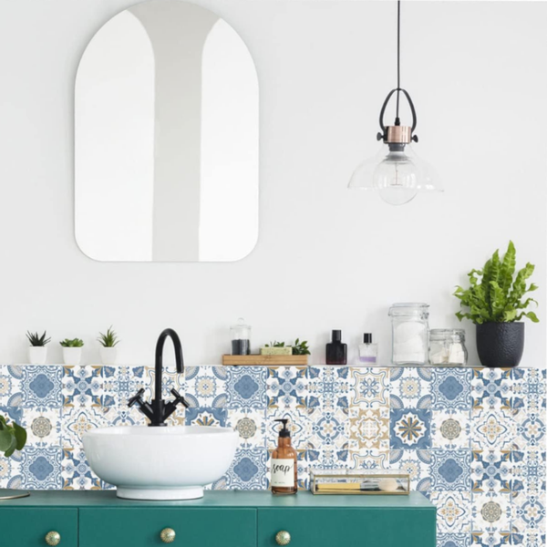 Wallpaper Blue Beige 20 Centimetre X 24 Pieces Modern Retro Pvc Tile Stickers Wallpaper Rolls & Sheets