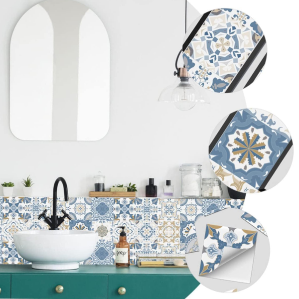 Wallpaper Blue Beige 20 Centimetre X 24 Pieces Modern Retro Pvc Tile Stickers Wallpaper Rolls & Sheets