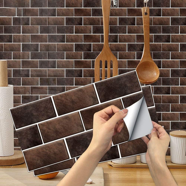 Wallpaper Choco Brown 12 Pieces Waterproof Self Adhesive Removable Stickers Wall Stickers