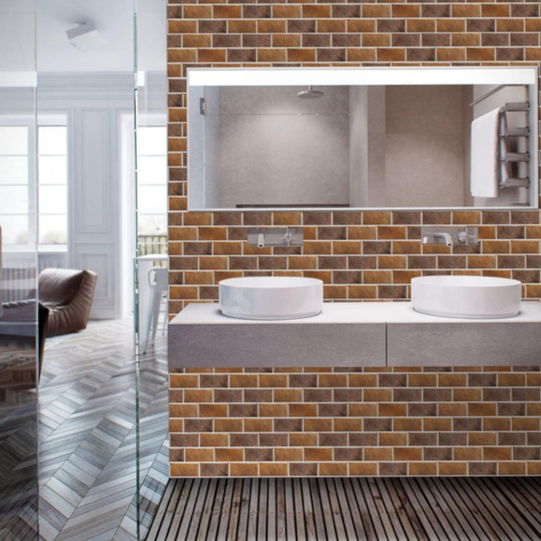 Wallpaper Light Brown 24 Pieces Waterproof Self Adhesive Removable Stickers Wall Stickers