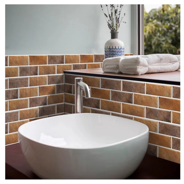 Wallpaper Light Brown 24 Pieces Waterproof Self Adhesive Removable Stickers Wall Stickers