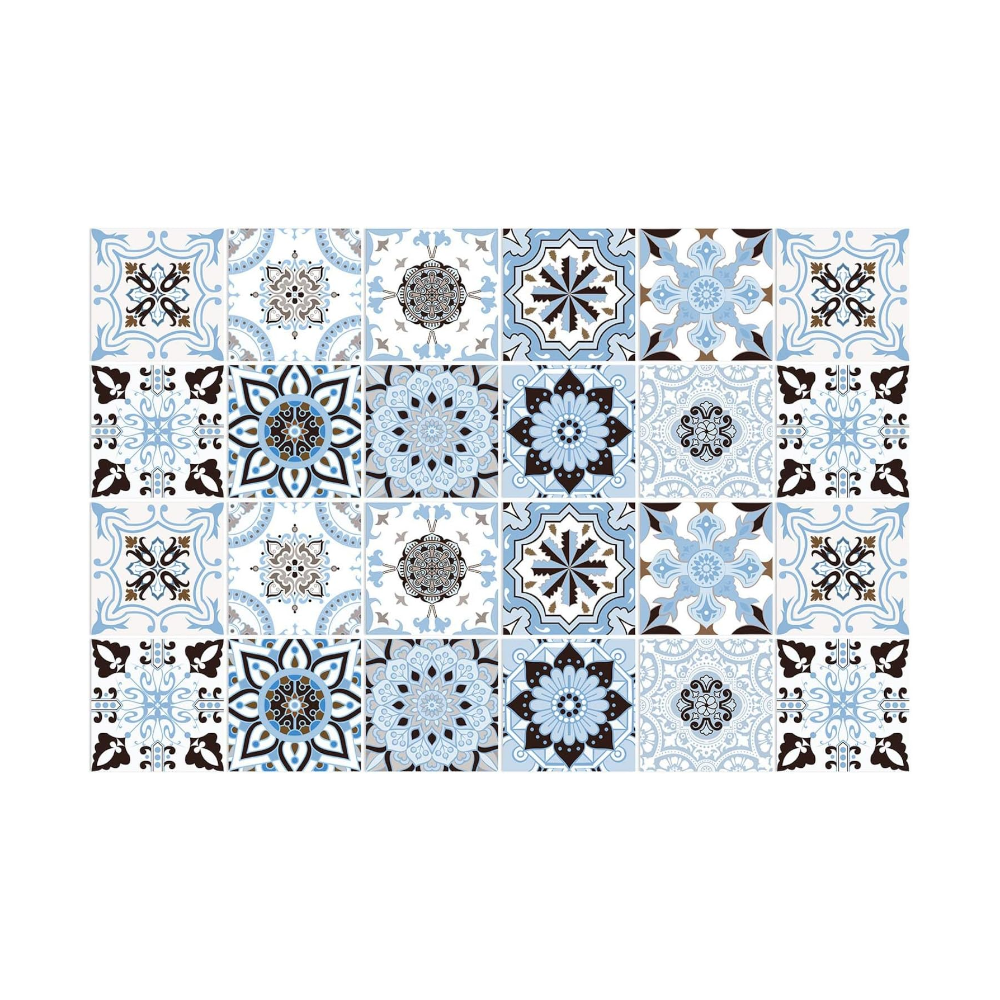 Sky Blue Wallpaper Stickers 15Cmx15cm 24 Pcs Modern Retro Pvc Decor Wallpaper Rolls & Sheets