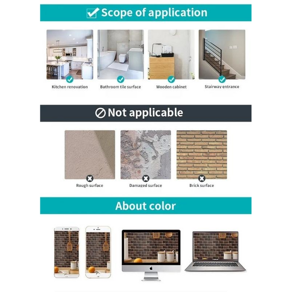 Wallpaper Green 6 Pieces Waterproof Self Adhesive Removable 3D Marble Tile Sticker Wall Stickers