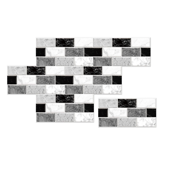 Wallpaper White Black 12 Pieces Waterproof Self Adhesive Removable Stickers Wall Stickers