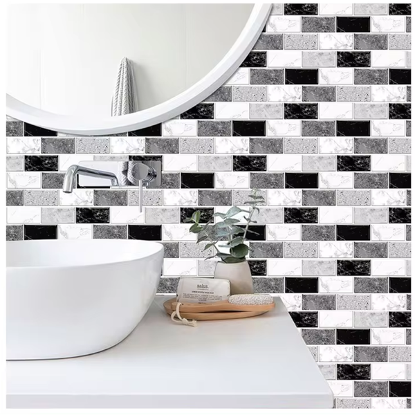 Wallpaper White Black 6 Pieces Waterproof Self Adhesive Removable Stickers Wall Stickers