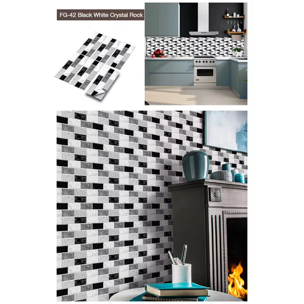 Wallpaper White Black 12 Pieces Waterproof Self Adhesive Removable Stickers Wall Stickers