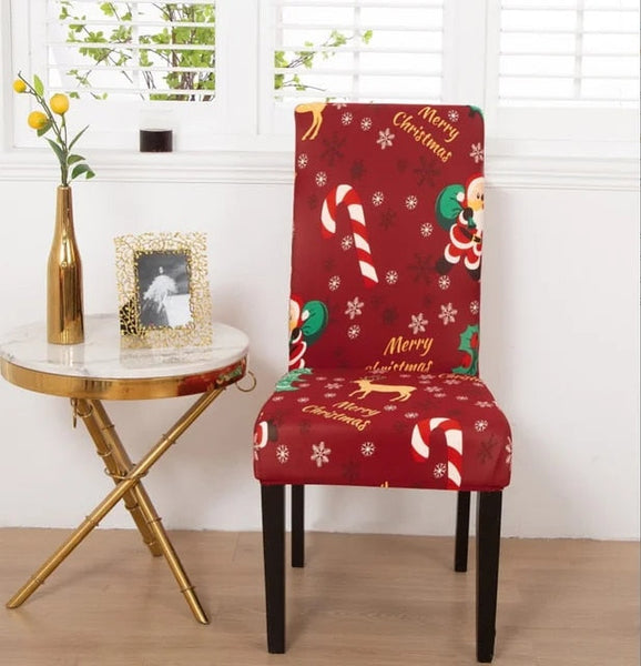 Chair Cover Santa Big Candy Design Anti Dirt Elastic Material For Dining Room Slipcovers