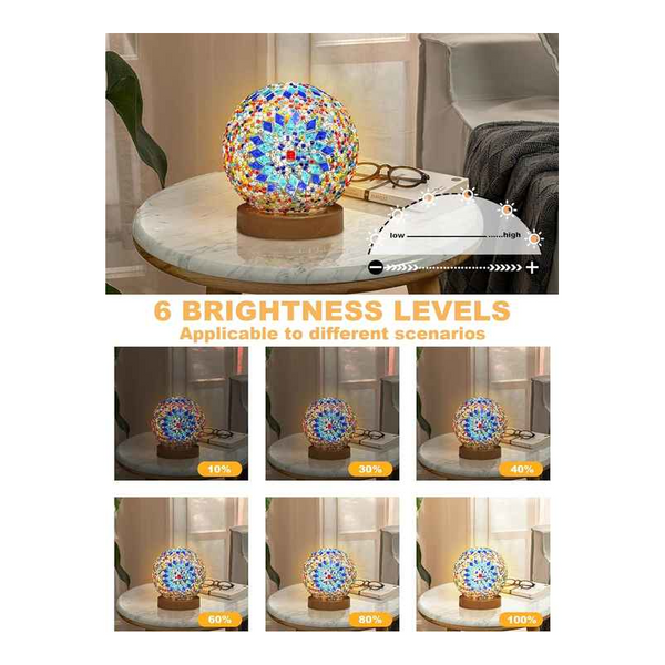 Elosung Wavy Blue Handmade Mosaic Glass Lamp Vibrant Decorative Table Light Lamps